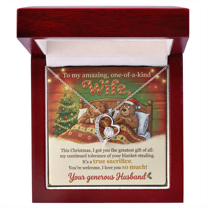 To My Wife Necklace From Husband, Funny Christmas Gift for Her, Holiday Present - Love Knot Necklace-LKN97291