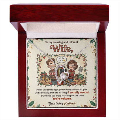 To My Wife Necklace From Husband, Funny Christmas Gift for Your Amazing and Tolerant Wife, Holiday Gift Idea, Love Knot Necklace-LKN59643