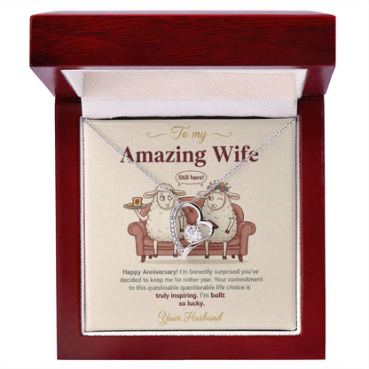 To My Wife Necklace From Husband, Funny Anniversary Gift For Her, Wife Birthday Gift - Love Knot Necklace-LKN50846