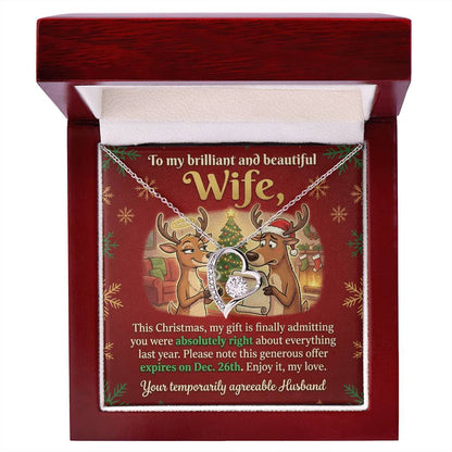 To My Wife Necklace From Husband, Funny Christmas Gift for Her, Humorous Holiday Present, Love Knot Necklace-LKN74415