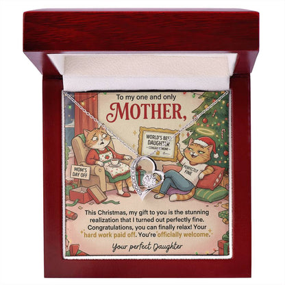 To My Mother Necklace From Daughter, Funny Christmas Gift For Mom, Hard Work Paid Off, Love Knot Necklace-LKN94846