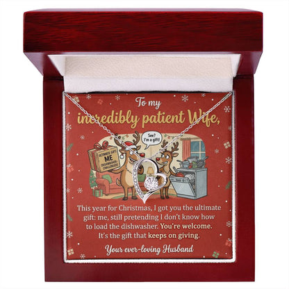 To My Wife Necklace From Husband, Funny Christmas Gift, Humorous Present for Incredibly Patient Wife - Love Knot Necklace-LKN23698