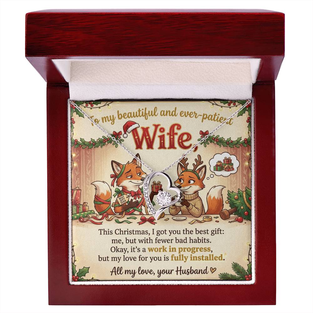 To My Wife Necklace From Husband, Funny Christmas Gift, Holiday Jewelry, Gift for Ever-Patient Wife - Love Knot Necklace-LKN16772