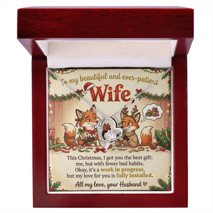 To My Wife Necklace From Husband, Funny Christmas Gift, Holiday Jewelry, Gift for Ever-Patient Wife - Love Knot Necklace-LKN16772