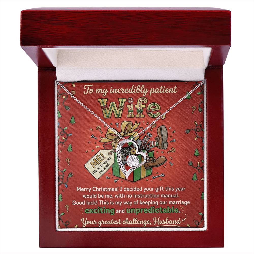 To My Wife Necklace From Husband, Funny Christmas Gift, To My Incredibly Patient Wife, Husband to Wife Present, Love Knot Necklace-LKN55259