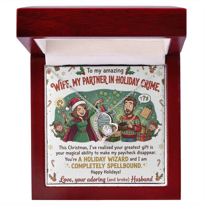 To My Wife Necklace From Husband, Funny Christmas Gift, Holiday Present for Her, My Partner in Crime - Love Knot Necklace-LKN24972