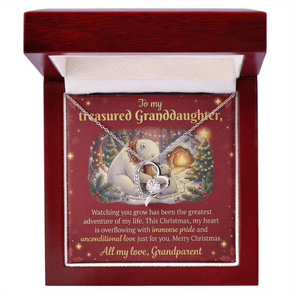 To My Granddaughter Necklace From Grandparent, Christmas Gift, Proud of You Gift for Granddaughter - Love Knot Necklace-LKN91197