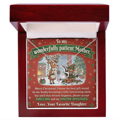 To My Mother Necklace From Daughter, Funny Christmas Gift for Mom, Adulting In Progress - Love Knot Necklace-LKN99492