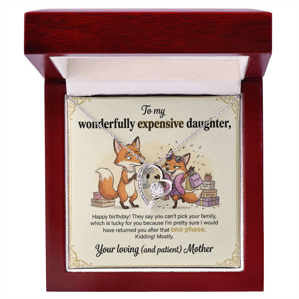 To My Daughter Necklace From Mother, Funny Birthday Gift for Daughter, Gift From Mom, Happy Birthday Daughter - Love Knot Necklace-LKN57856