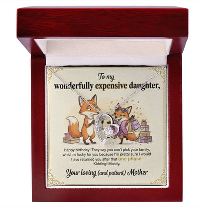 To My Daughter Necklace From Mother, Funny Birthday Gift for Daughter, Gift From Mom, Happy Birthday Daughter - Love Knot Necklace-LKN57856
