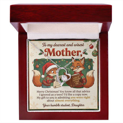 To My Mother Necklace From Daughter, Funny Christmas Gift, Holiday Present for Mom, Gift for Mother, Love Knot Necklace-LKN36053