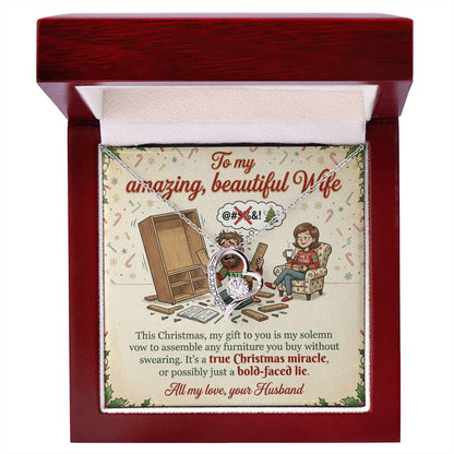 To My Wife Necklace From Husband, Funny Christmas Gift, Holiday Present for Her - Love Knot Necklace-LKN45614