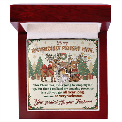 To My Wife Necklace From Husband, Funny Christmas Gift, Humorous Xmas Present for Her, Love Knot Necklace-LKN57871