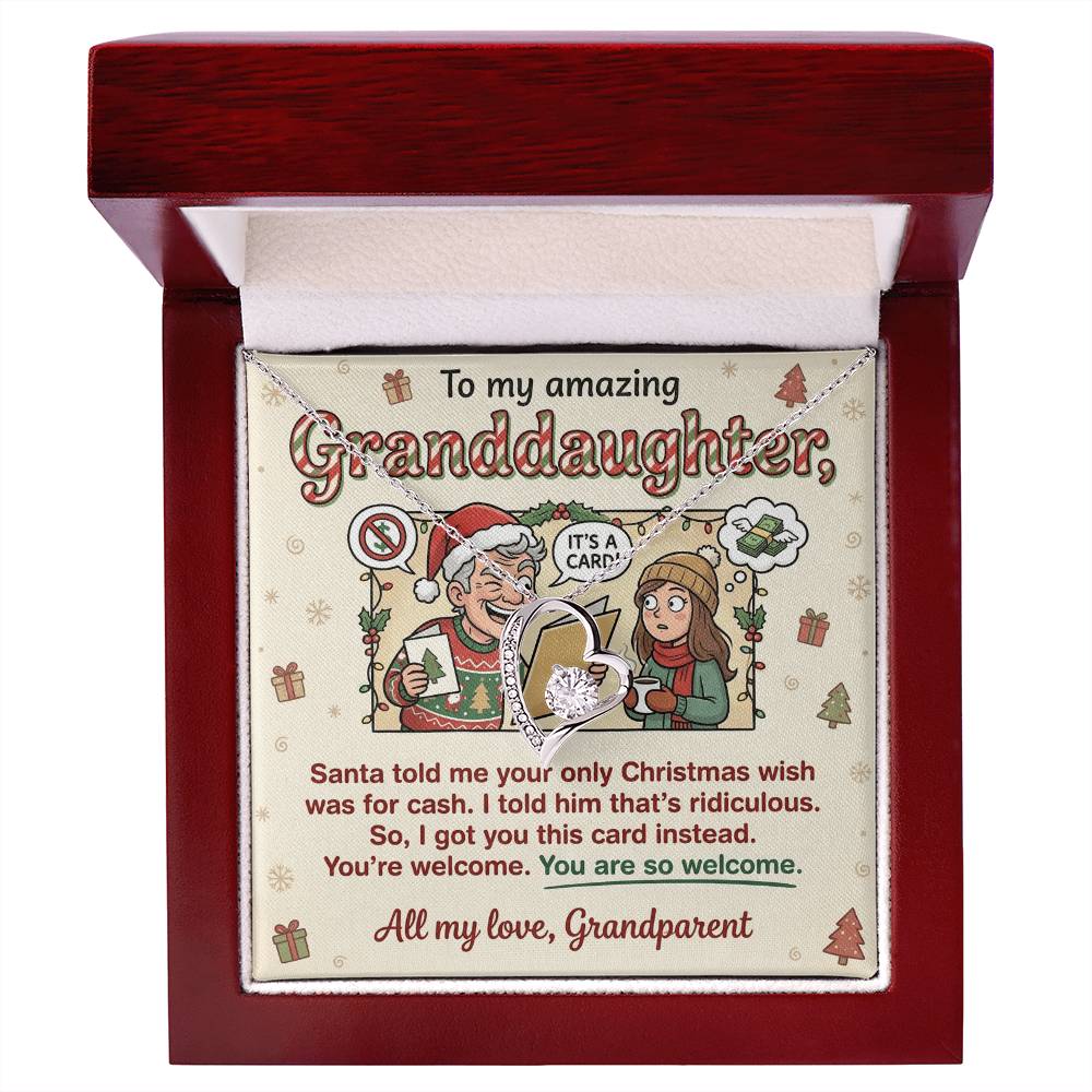 To My Granddaughter Necklace From Grandparent - Funny Christmas Gift for Her, Xmas Gift Idea from Grandparents, Love Knot Necklace-LKN20224