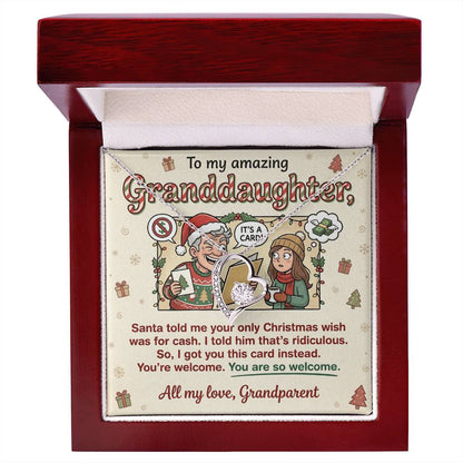 To My Granddaughter Necklace From Grandparent - Funny Christmas Gift for Her, Xmas Gift Idea from Grandparents, Love Knot Necklace-LKN20224