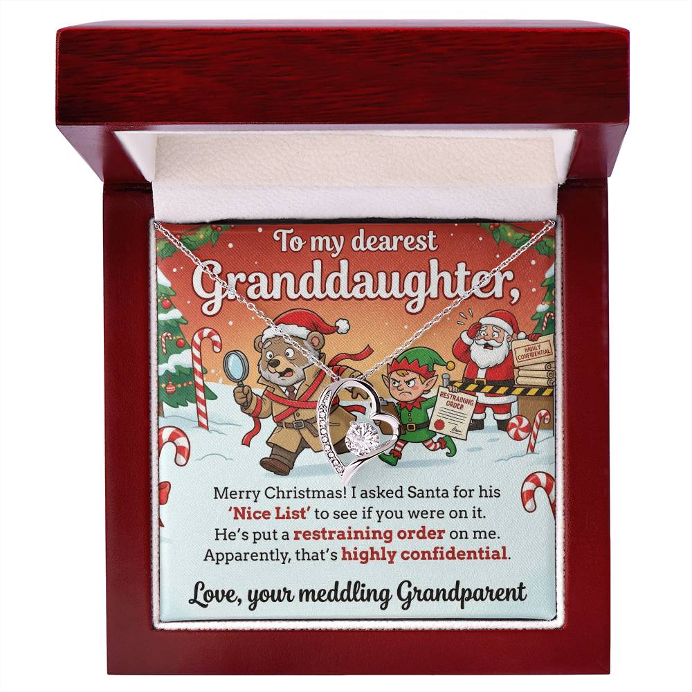 To My Granddaughter Necklace From Grandparent, Funny Christmas Gift, Humorous Holiday Present For Granddaughter - Love Knot Necklace-LKN91321