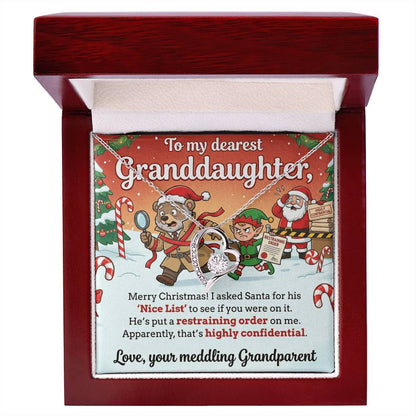 To My Granddaughter Necklace From Grandparent, Funny Christmas Gift, Humorous Holiday Present For Granddaughter - Love Knot Necklace-LKN91321