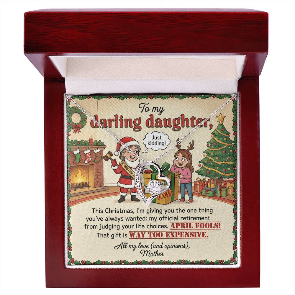 To My Daughter Necklace From Mother, Funny Christmas Gift, Humorous Birthday Present, Mom's Opinions Gift - Love Knot Necklace-LKN81419