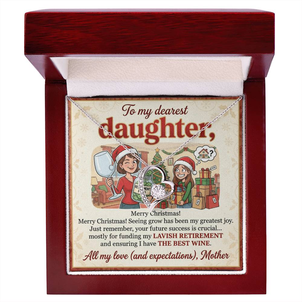 To My Daughter Necklace From Mother, Funny Christmas Gift for Daughter, Xmas Present, Holiday Jewelry Gift - Love Knot Necklace-LKN54012