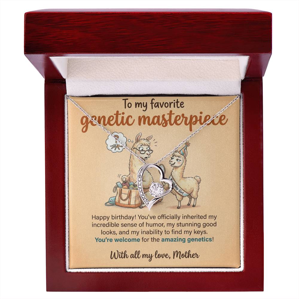 To My Genetic Masterpiece Necklace From Mother, Funny Birthday Gift For Daughter, Unique Gift From Mom - Love Knot Necklace-LKN14332