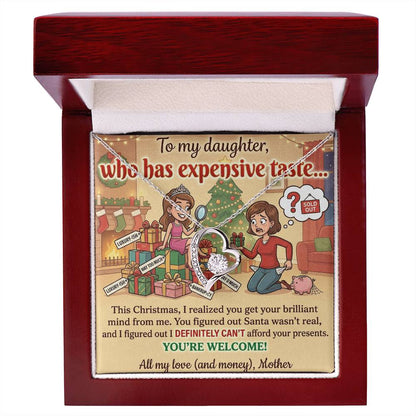 To My Daughter Necklace From Mother, Funny Christmas Gift, Sarcastic Holiday Present For Daughter From Mom, Birthday Gift - Love Knot Necklace-LKN94854