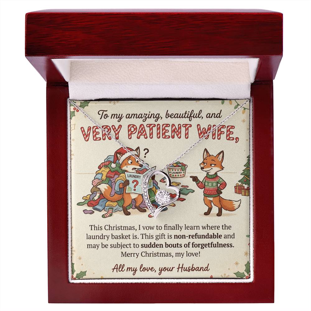 To My Wife Necklace From Husband, Funny Christmas Gift, Humorous Present for Patient Wife, Laundry Joke Gift, Love Knot Necklace-LKN17079