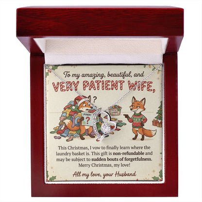 To My Wife Necklace From Husband, Funny Christmas Gift, Humorous Present for Patient Wife, Laundry Joke Gift, Love Knot Necklace-LKN17079