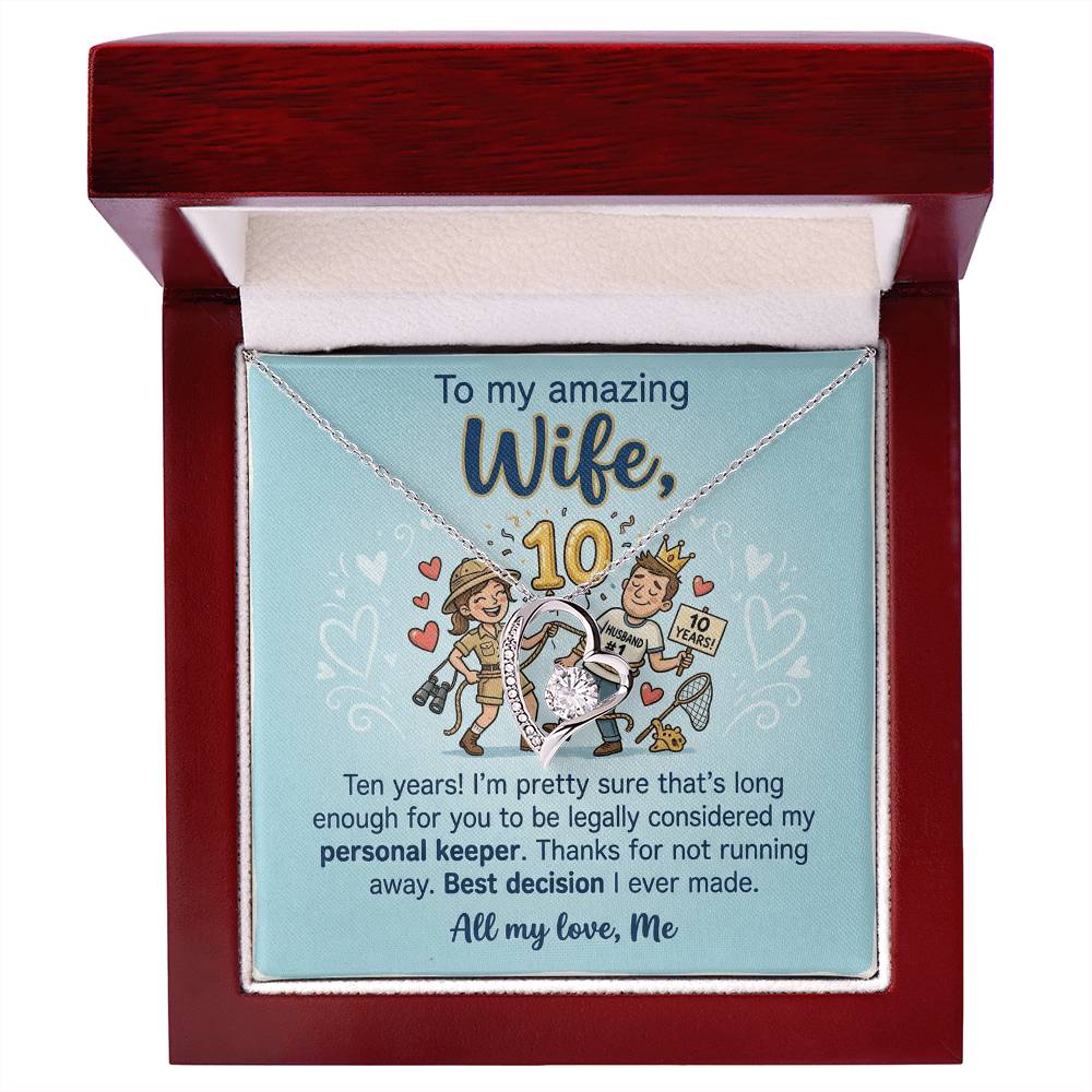 To My Wife Necklace From Husband, 10th Anniversary Gift, 10 Year Wedding Gift Idea for Her, Love Knot Necklace-LKN92076