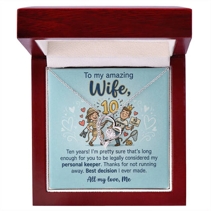 To My Wife Necklace From Husband, 10th Anniversary Gift, 10 Year Wedding Gift Idea for Her, Love Knot Necklace-LKN92076