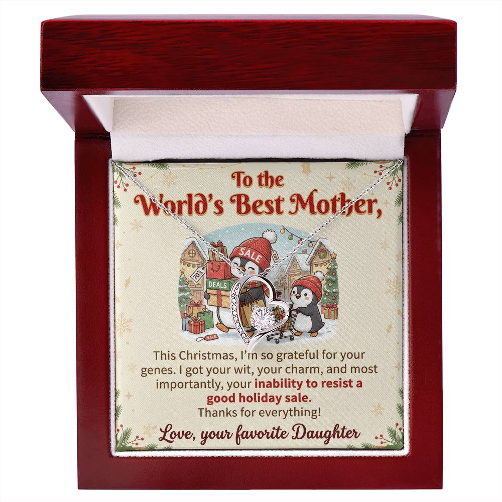 To My Mother Necklace From Daughter, Funny Christmas Gift For Mom, World's Best Mother, Birthday Gift Idea, Love Knot Necklace-LKN25516