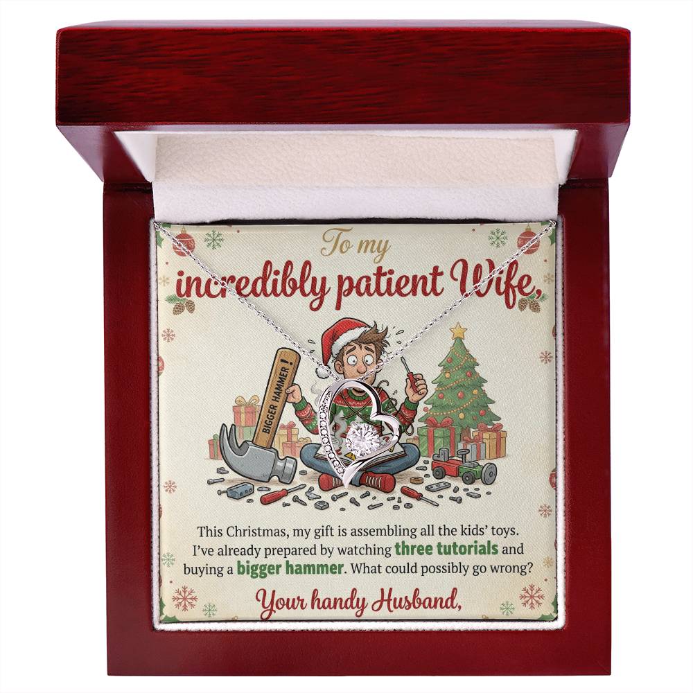 To My Wife Necklace From Husband, Funny Christmas Gift For Wife, Holiday Gift Idea, Love Knot Necklace-LKN13765