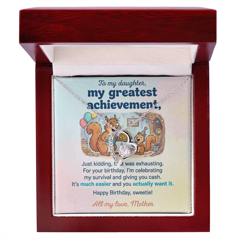 To My Daughter Necklace From Mother, Funny Birthday Gift, Humorous Daughter Gift from Mom, Happy Birthday Sweetie, Love Knot Necklace-LKN83436