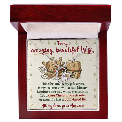 To My Wife Necklace From Husband, Funny Christmas Gift For Her, Christmas Miracle Present, Love Knot Necklace-LKN22909