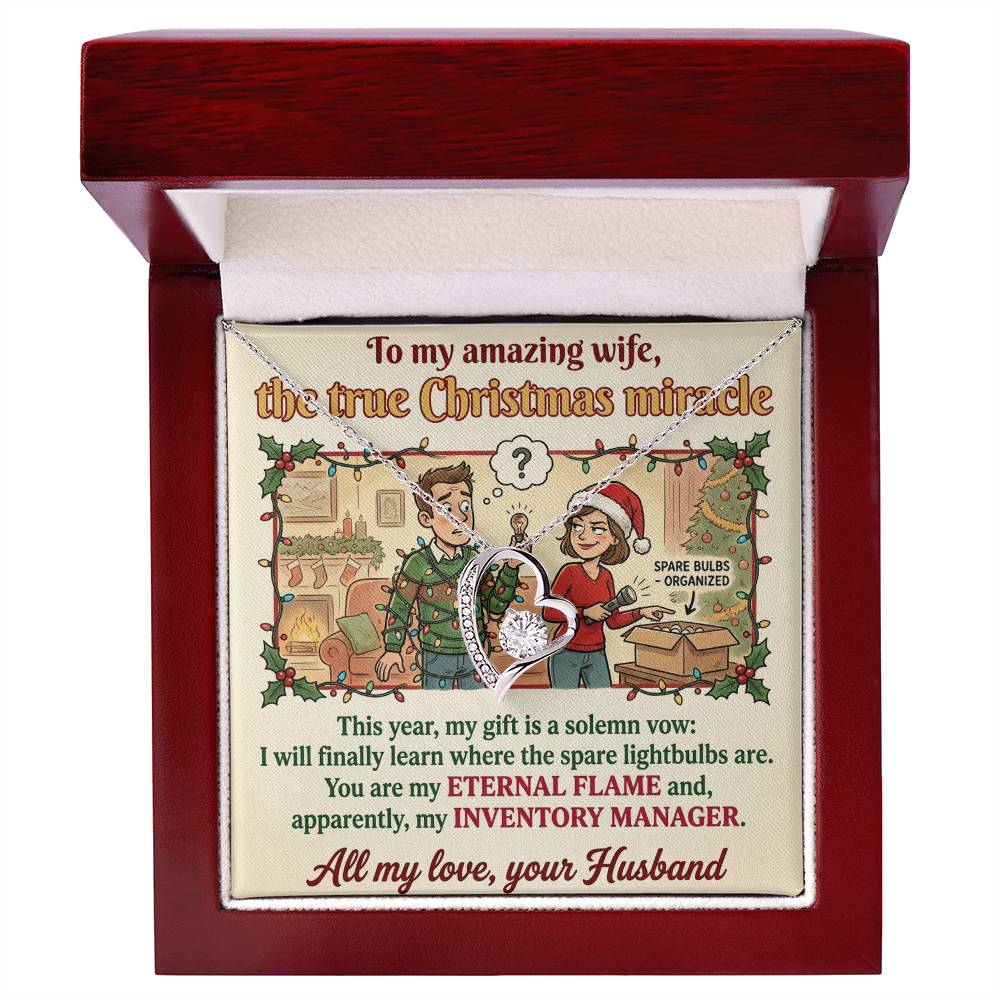 To My Wife Necklace From Husband, Funny Christmas Gift for Her, Holiday Present, Eternal Flame - Love Knot Necklace-LKN21365