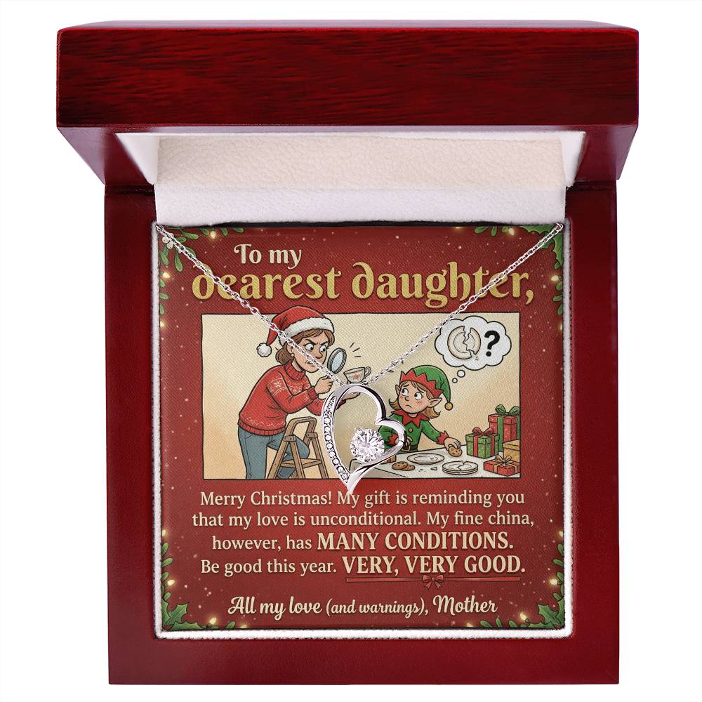 To My Daughter Necklace From Mother, Funny Christmas Gift, Unconditional Love, Holiday Present for Daughter - Love Knot Necklace-LKN99362