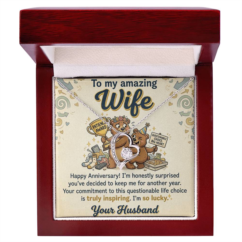 To My Wife Necklace From Husband - Funny Anniversary Gift for Her, Humorous Jewelry Gift from Hubby Love Knot Necklace-LKN44773