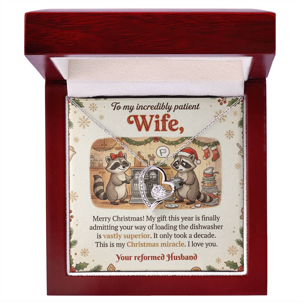 To My Wife Necklace From Husband, Funny Christmas Gift for My Patient Wife, Holiday Present - Love Knot Necklace-LKN74032