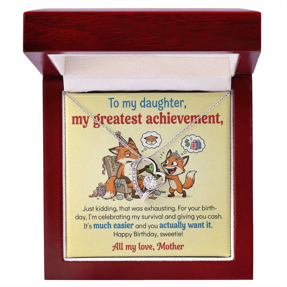 To My Daughter Necklace From Mother, Funny Birthday Gift For Daughter, Gift From Mom, Love Knot Necklace-LKN93599