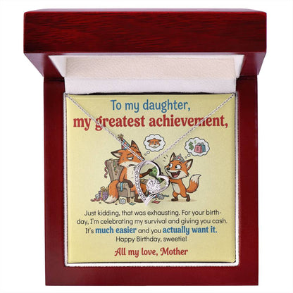 To My Daughter Necklace From Mother, Funny Birthday Gift For Daughter, Gift From Mom, Love Knot Necklace-LKN93599