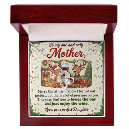 To My Mother Necklace From Daughter, Merry Christmas Gift for Mom, Funny Holiday Gift - Love Knot Necklace-LKN93856