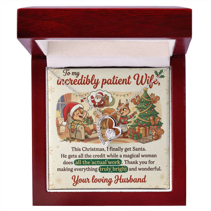 To My Wife Necklace From Husband, Funny Christmas Gift For Her, Xmas Present, Holiday Gift For Wife, Love Knot Necklace-LKN80474