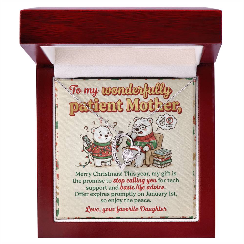 To My Mother Necklace From Daughter, Funny Christmas Gift For Mom, Holiday Gift For Patient Mother - Love Knot Necklace-LKN41986