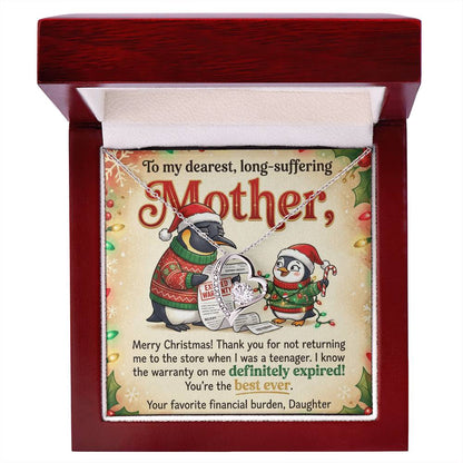 To My Mother Necklace From Daughter, Funny Christmas Gift For Mom, Birthday Present, Best Mom Ever Gift - Love Knot Necklace-LKN75077