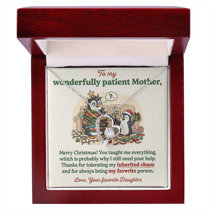 To My Mother Necklace From Daughter, Funny Christmas Gift For Mom, Holiday Present For Mother - Love Knot Necklace-LKN16282