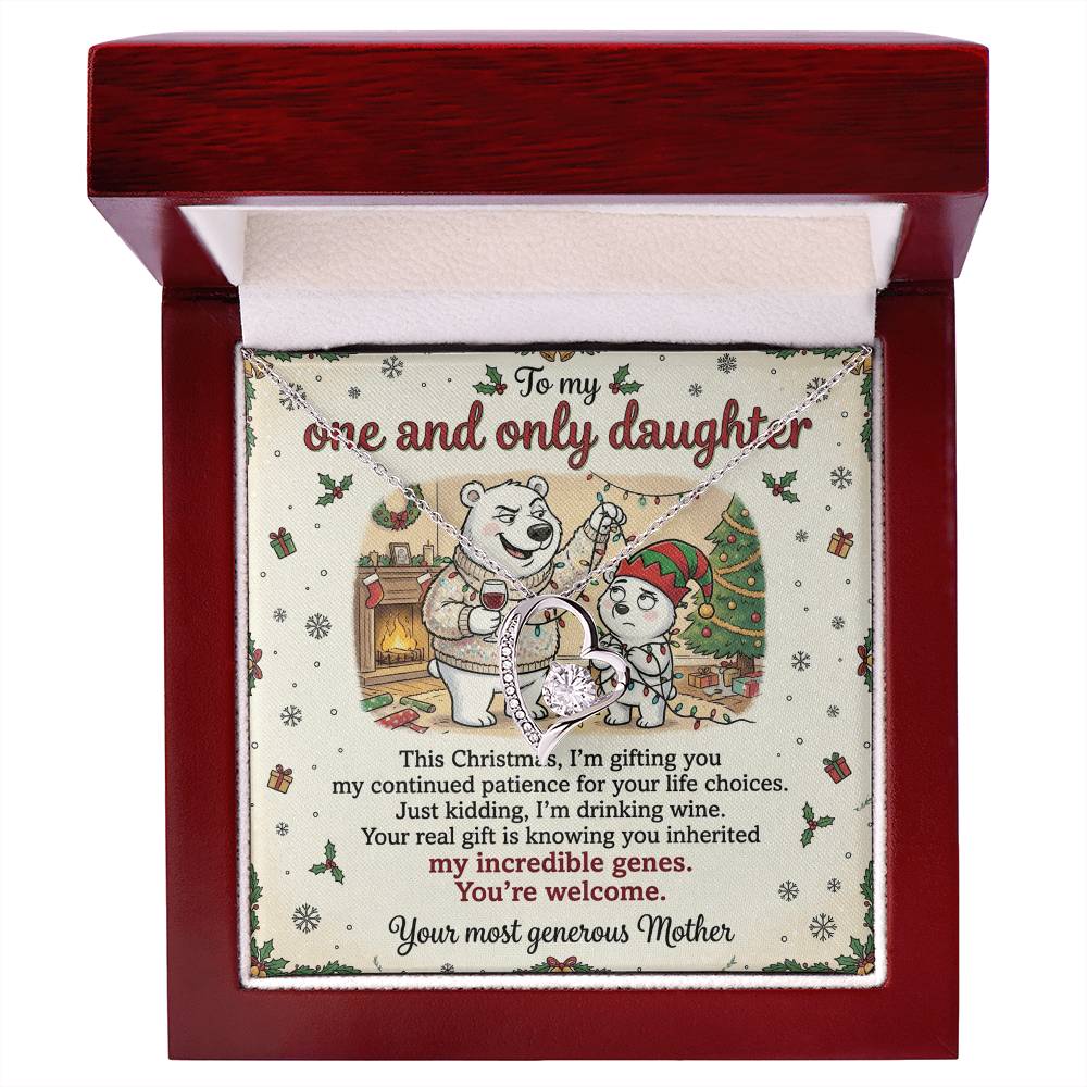 To My Daughter Necklace From Mother, Funny Christmas Gift, Mom to Daughter Present, Birthday Gift Idea, Love Knot Necklace-LKN69661