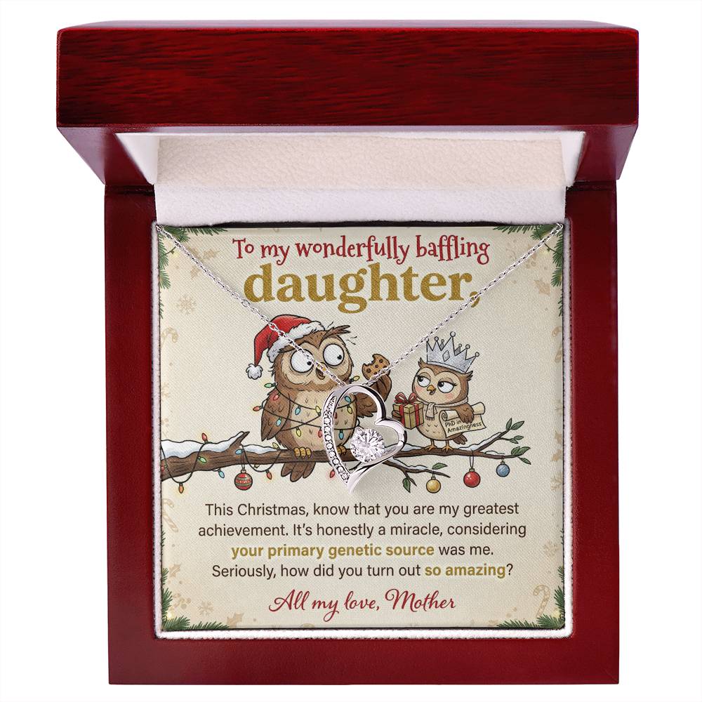 To My Daughter Necklace From Mother, Funny Christmas Gift for an Amazing Daughter, Love Knot Necklace-LKN86018