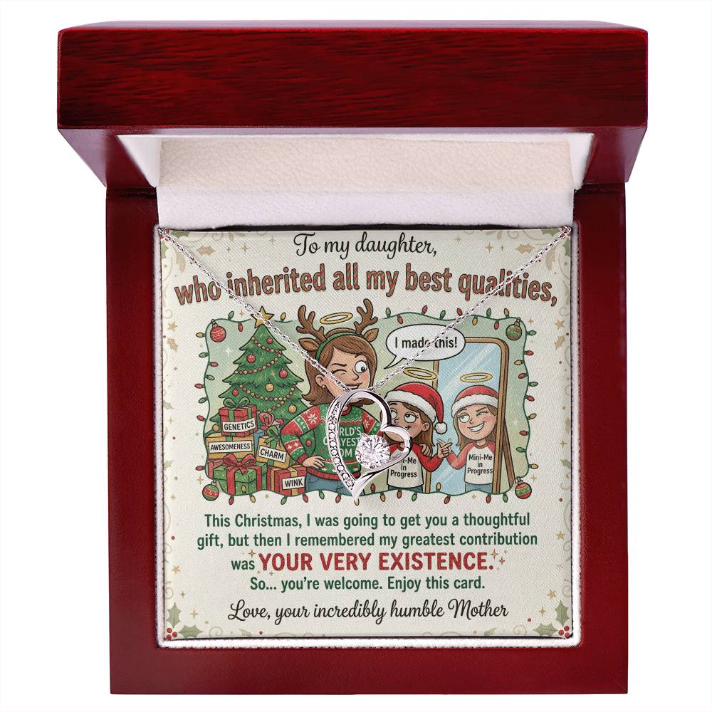 To My Daughter Necklace From Mother, Funny Christmas Gift, Gift For Daughter From Mom - Love Knot Necklace-LKN29867