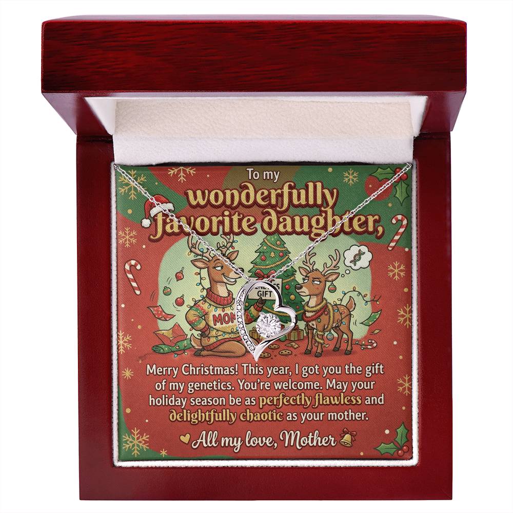 To My Daughter Necklace From Mother, Funny Christmas Gift, Holiday Gift for Daughter, Humorous Message Card, Love Knot Necklace-LKN64727