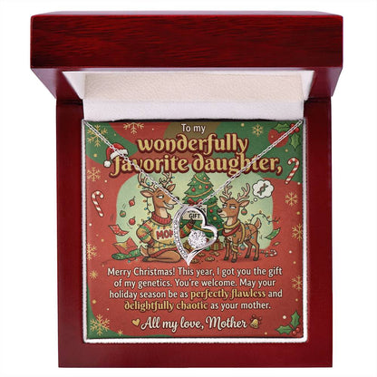 To My Daughter Necklace From Mother, Funny Christmas Gift, Holiday Gift for Daughter, Humorous Message Card, Love Knot Necklace-LKN64727