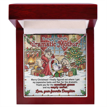 To My Mother Necklace From Daughter, Funny Christmas Gift for Mom, Humorous Holiday Gift, Love Knot Necklace-LKN75094